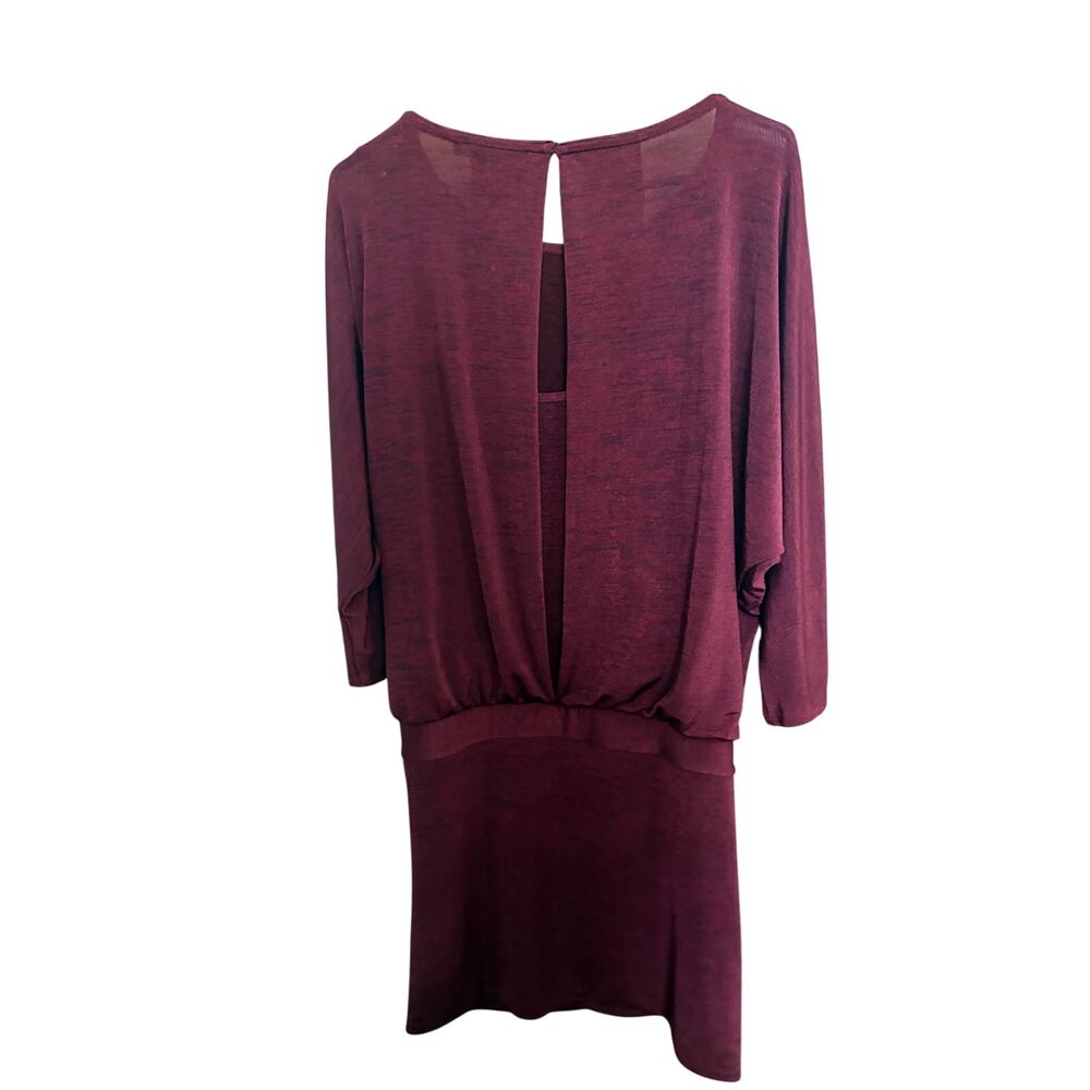 White House Black Market Burgundy Dolman Sleeve Dress size Medium - Picture 2 of 7